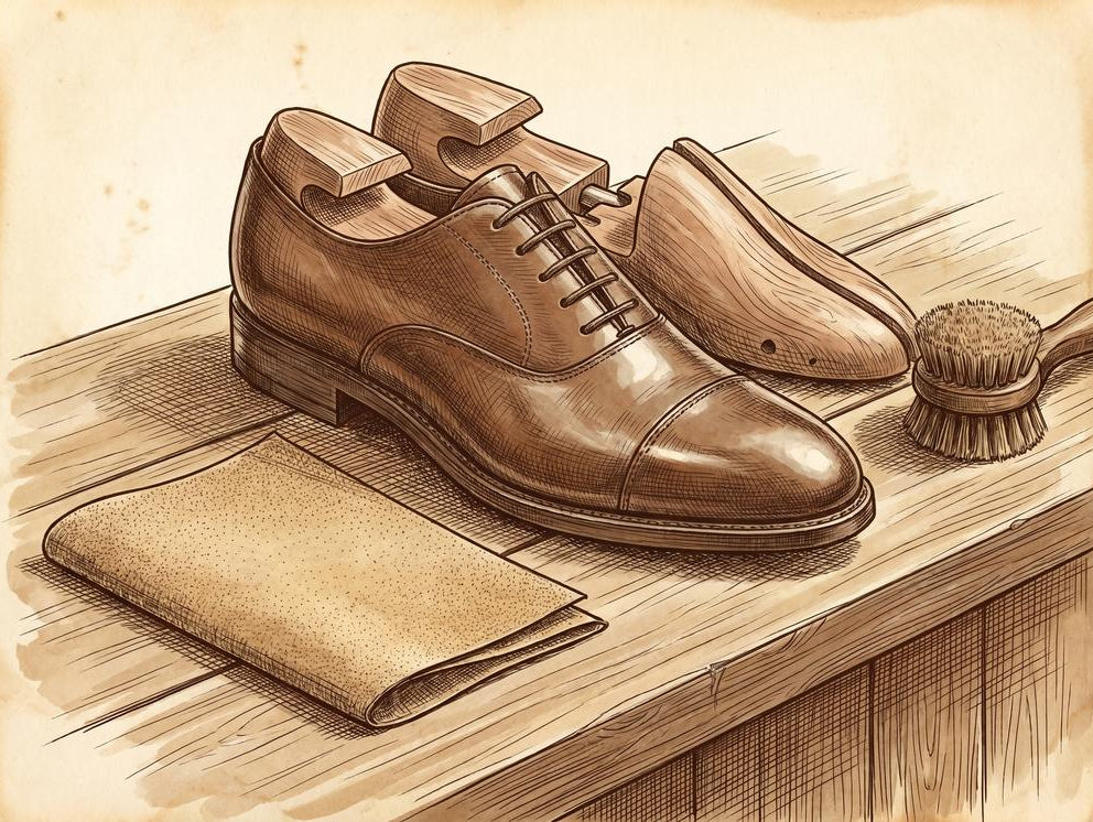 Cedar leather shoe trees inside premium leather shoes