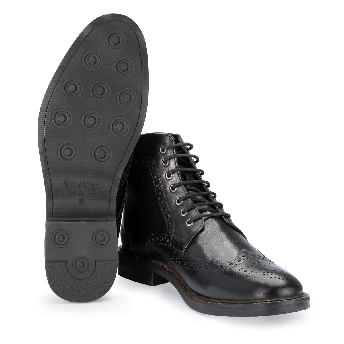 Aviemore Brogue Boot in Black, the studded rubber sole