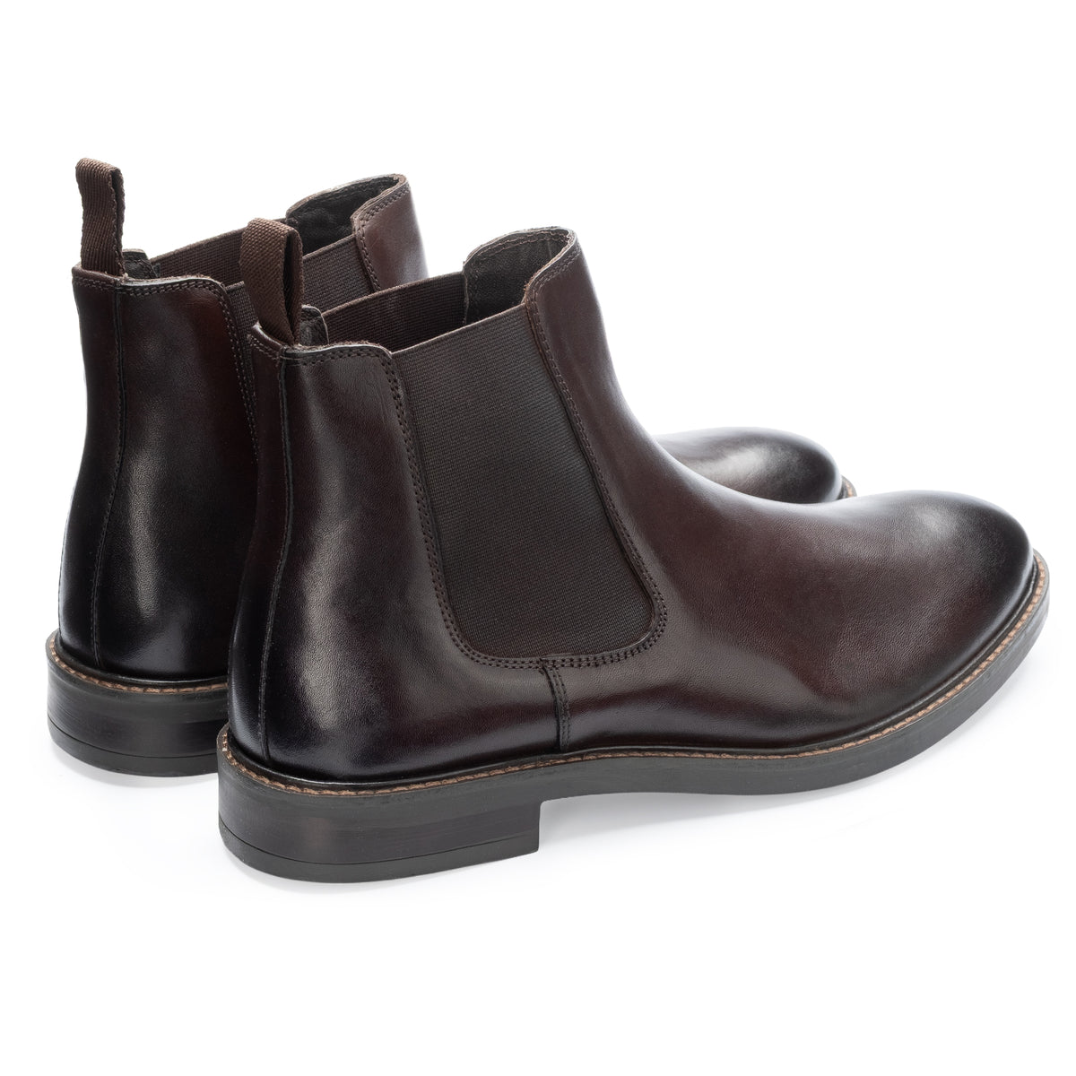 Bale Chelsea Boot in Brown, the pair shown from behind at three-quarter angle