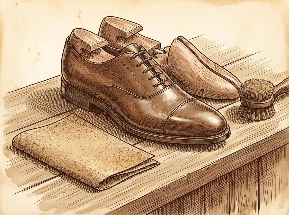 Cedar leather shoe trees inside premium leather shoes