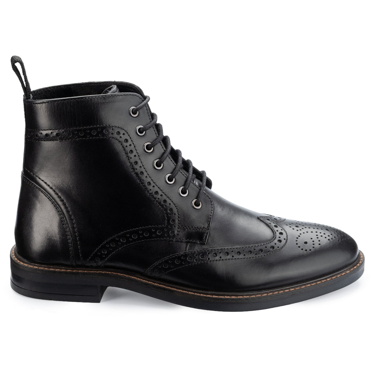 Aviemore Brogue Boot in Black, outer profile