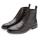 Aviemore Brogue Boot in Brown, the pair shown from the front at three-quarter angle