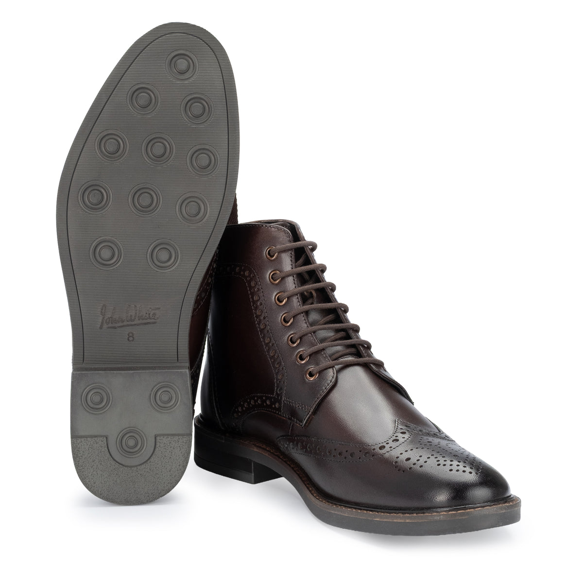 Aviemore Brogue Boot in Brown, the studded rubber sole