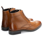 Aviemore Brogue Boot in Tan, the pair shown from behind at three-quarter angle