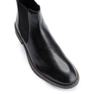 Bale Chelsea Boot in Black, close detail of the toe and upper