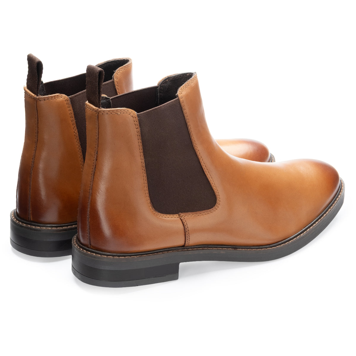 Bale Chelsea Boot in Tan, the pair shown from behind at three-quarter angle
