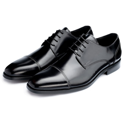 Broad Black Derby Shoes - Side View