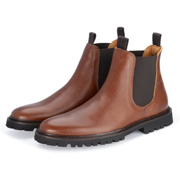 Byrne Chelsea Grain Boot in Brown Grain