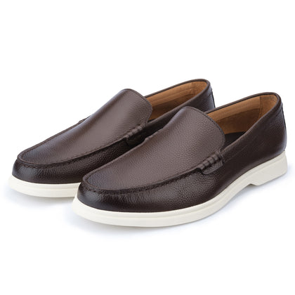 Ethan Plain Tumbled Grain Loafer in Brown - Side View