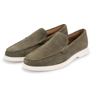 Ethan Plain Calf Suede Loafer in Green Suede