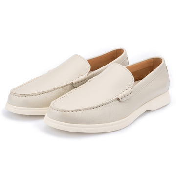 Ethan Plain Tumbled Grain Loafer in Pearl