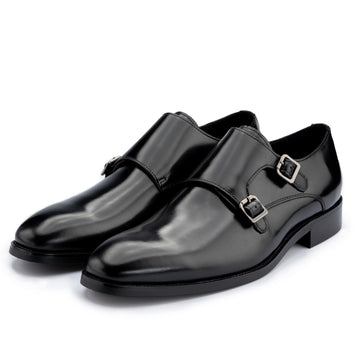 Monkton Double Monk Shoes in Black