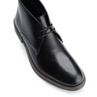 Oban Chukka Boot in Black, close detail of the toe and upper