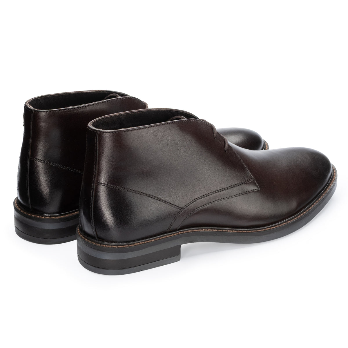 Oban Chukka Boot in Brown, the pair shown from behind at three-quarter angle
