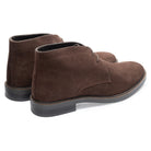 Oban Chukka Boot in Brown Suede, the pair shown from behind at three-quarter angle