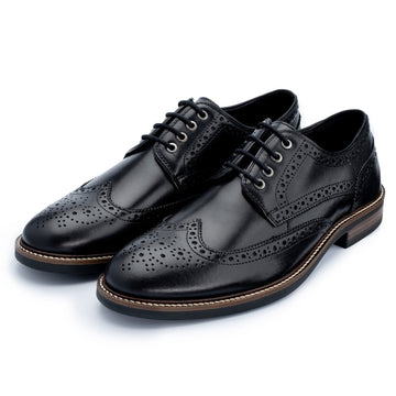 Stokes Brogue Derby Shoes in Black