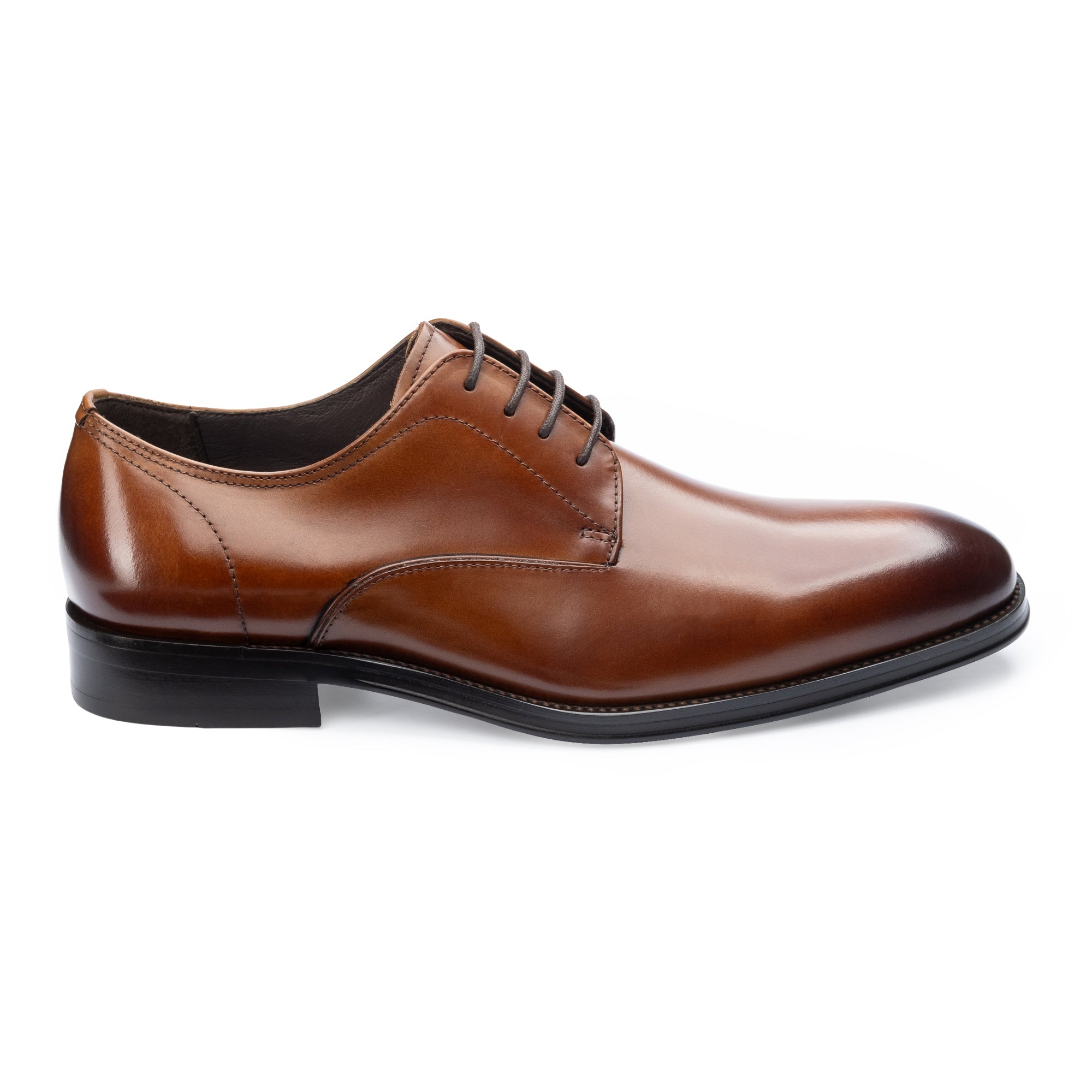 Wilms Derby Shoe in cedar tan calf leather on a rubber sole