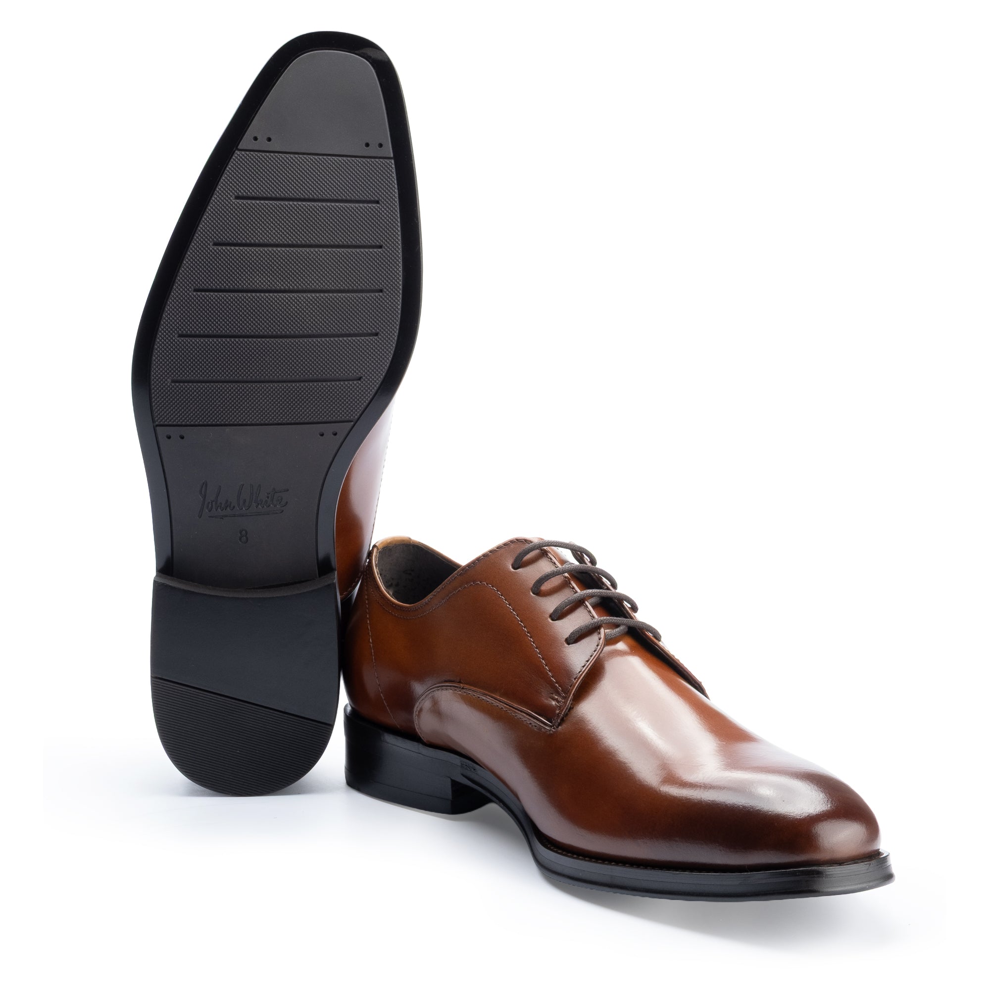 Wilms Derby Shoe in cedar tan calf leather on a rubber sole